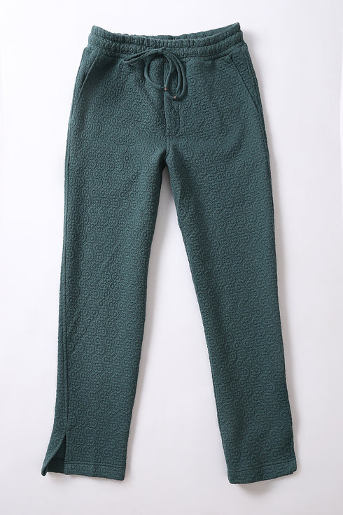 Sweatpants in quilted cotton blend with elastic waist